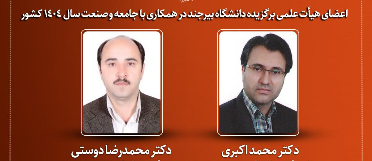 اعضای هیأت علمی برگزیده دانشگاه بیرجند در همکاری با جامعه و صنعت سال1404 کشور معرفی شدند